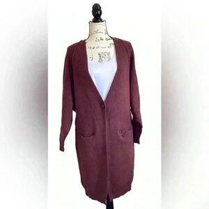 FREE PEOPLE Burgundy Size Small plum long ribbed Soft cardigan knit oversized